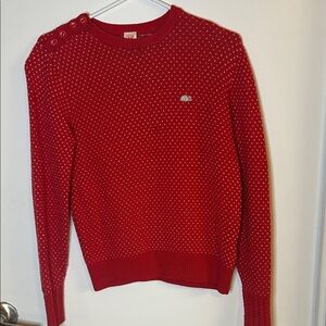 Vintage Lacoste L!VE Red Knit Sweater ❤️ Button Shoulder Detail | Size S